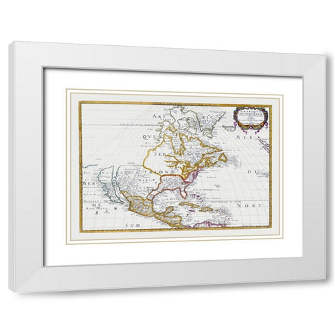 North America Mexico United States - Sanson 1650 White Modern Wood Framed Art Print with Double Matting by Sanson
