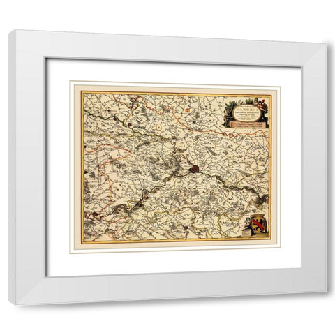 Namur Province Belgium Benelux - Visscher 1685 White Modern Wood Framed Art Print with Double Matting by Visscher