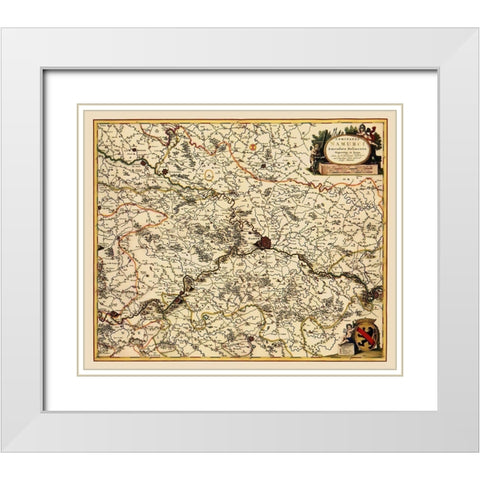 Namur Province Belgium Benelux - Visscher 1685 White Modern Wood Framed Art Print with Double Matting by Visscher