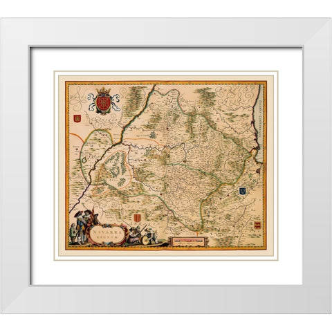 Iberian Peninsula Navarre Spain - Jansson 1638 White Modern Wood Framed Art Print with Double Matting by Jansson