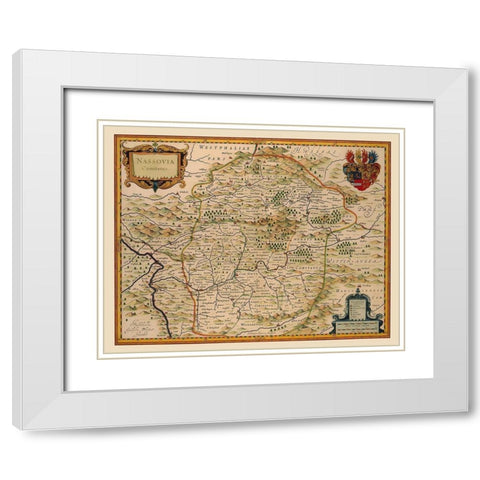 Nassau Duchy Germany - Blaeu 1630 White Modern Wood Framed Art Print with Double Matting by Blaeu