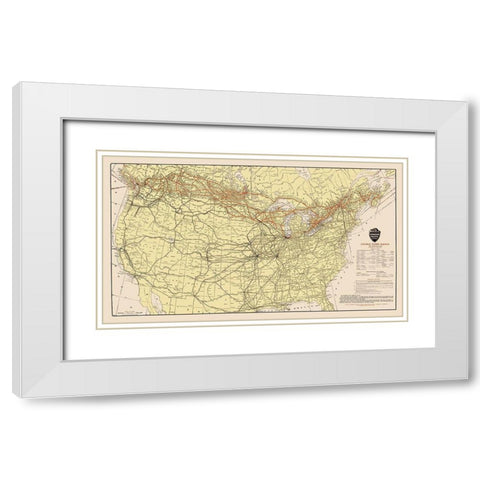Canadian Pacific Railway with Connections 1912 White Modern Wood Framed Art Print with Double Matting by Poole