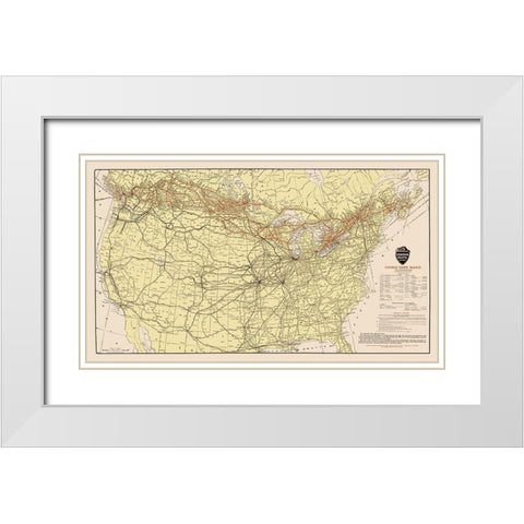 Canadian Pacific Railway with Connections 1912 White Modern Wood Framed Art Print with Double Matting by Poole
