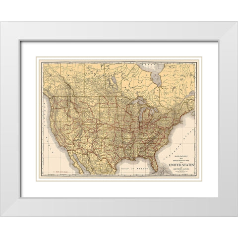 Railroad United States Southern Canada White Modern Wood Framed Art Print with Double Matting by Rand McNally