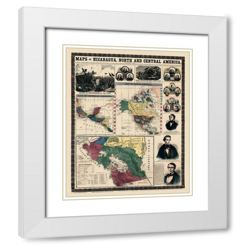 North Central America Nicaragua - Haven 1856 White Modern Wood Framed Art Print with Double Matting by Haven