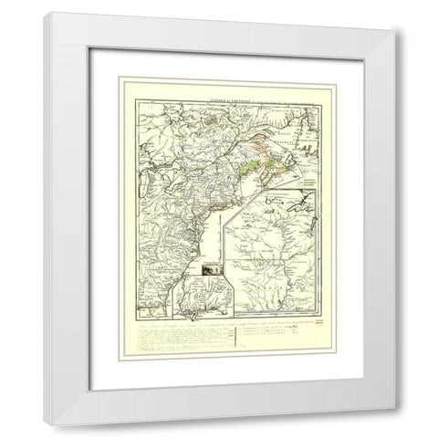 North America Eastern Coast United States Canada White Modern Wood Framed Art Print with Double Matting by Le Rouge