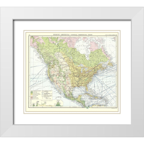 North America General Commercial Chart White Modern Wood Framed Art Print with Double Matting by Newnes