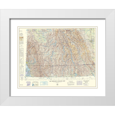 Selkirk Mountains Aeronautical Sheet - USAF 1963 White Modern Wood Framed Art Print with Double Matting by USAF