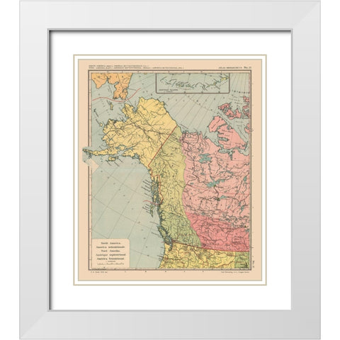 North America Canada United States - Streit 1913 White Modern Wood Framed Art Print with Double Matting by Streit
