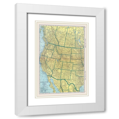 North America West United States Canada Mexico White Modern Wood Framed Art Print with Double Matting by Hammond