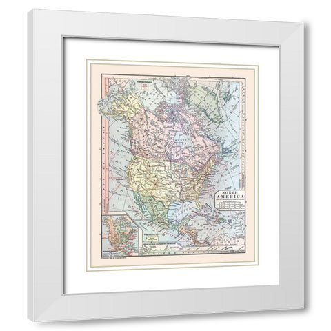 North America United States Mexico Canada White Modern Wood Framed Art Print with Double Matting by Monteith