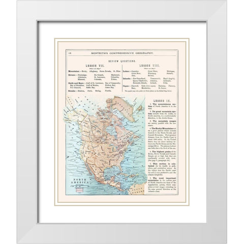 North America United States Mexico Canada White Modern Wood Framed Art Print with Double Matting by Monteith