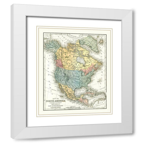 North America United States Mexico Canada White Modern Wood Framed Art Print with Double Matting by Mitchell