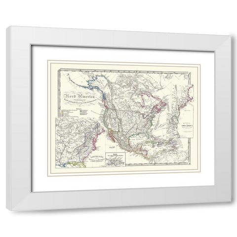 North America United States Mexico Canada White Modern Wood Framed Art Print with Double Matting by Spruner