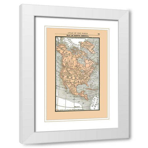 North America United States Mexico Canada White Modern Wood Framed Art Print with Double Matting by Alden