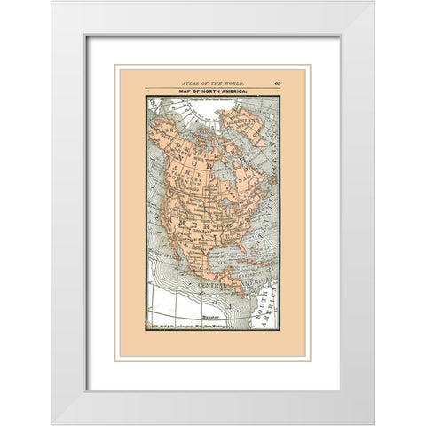 North America United States Mexico Canada White Modern Wood Framed Art Print with Double Matting by Alden