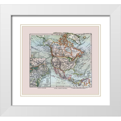 North America United States Mexico Canada White Modern Wood Framed Art Print with Double Matting by Perthes