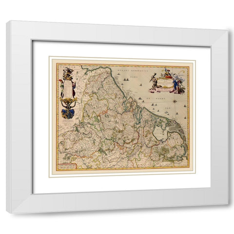 Provinces Netherlands - Visscher 1681 White Modern Wood Framed Art Print with Double Matting by Visscher