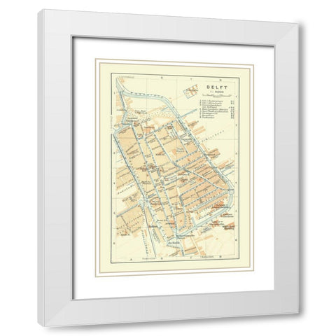 Europe Delft Netherlands - Baedeker 1910 White Modern Wood Framed Art Print with Double Matting by Baedeker