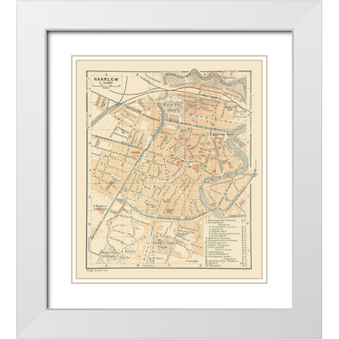 Europe Haarlem Netherlands - Baedeker 1910 White Modern Wood Framed Art Print with Double Matting by Baedeker