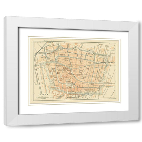 Europe Leiden Netherlands - Baedeker 1910 White Modern Wood Framed Art Print with Double Matting by Baedeker