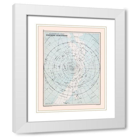 Chart Northern Hemisphere - Bartholomew 1892 White Modern Wood Framed Art Print with Double Matting by Bartholomew