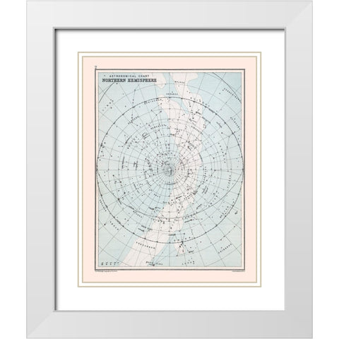 Chart Northern Hemisphere - Bartholomew 1892 White Modern Wood Framed Art Print with Double Matting by Bartholomew