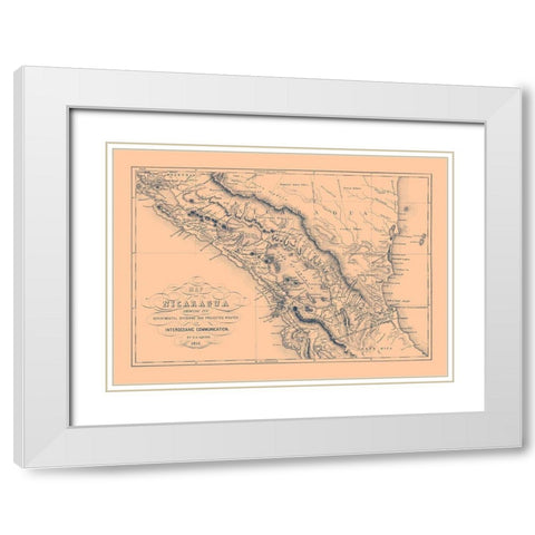 Central America Nicaragua - Squier 1851 White Modern Wood Framed Art Print with Double Matting by Squier