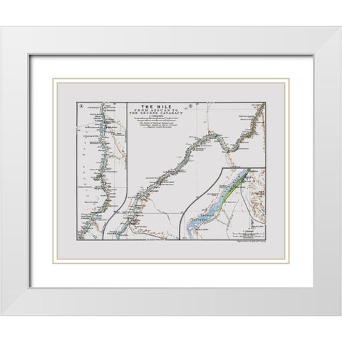 Nile Aswan Second Cataract Egypt - Baedeker 1913 White Modern Wood Framed Art Print with Double Matting by Baedeker