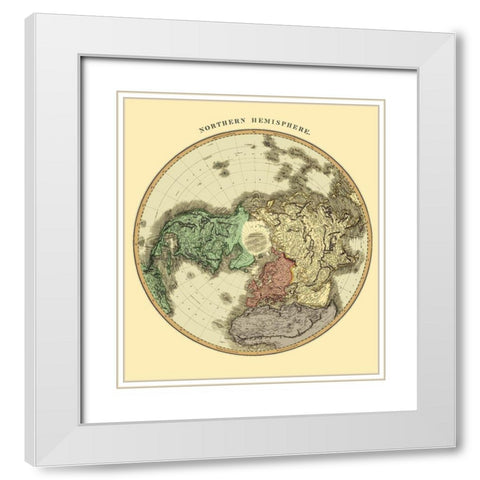 Northern Hemisphere - Thomson 1814 White Modern Wood Framed Art Print with Double Matting by Thomson