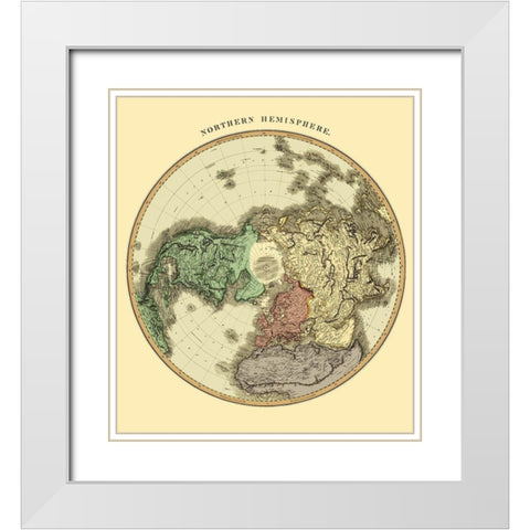 Northern Hemisphere - Thomson 1814 White Modern Wood Framed Art Print with Double Matting by Thomson
