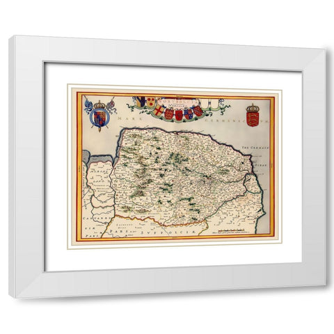 Norfolk England - Blaeu 1646 White Modern Wood Framed Art Print with Double Matting by Blaeu
