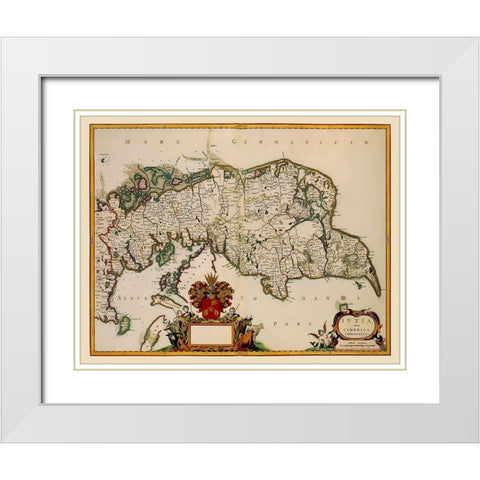 Scandinavia Norway Denmark - Blaeu 1662 White Modern Wood Framed Art Print with Double Matting by Blaeu