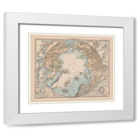 North Pole - Stieler 1885 White Modern Wood Framed Art Print with Double Matting by Stieler