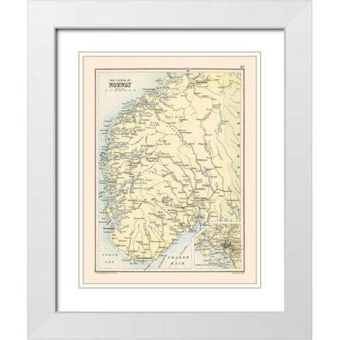 Fjords Norway Europe - Bartholomew 1892 White Modern Wood Framed Art Print with Double Matting by Bartholomew