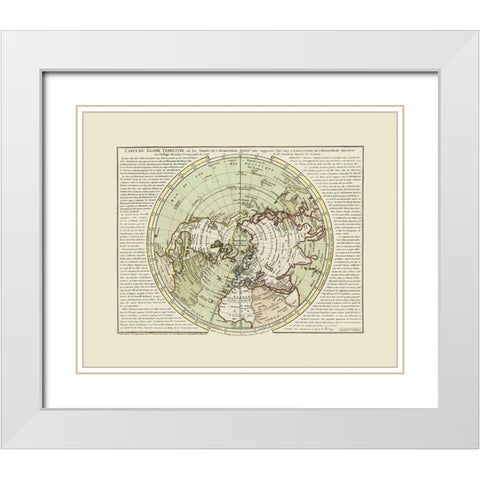 North Pole - Buache 1746 White Modern Wood Framed Art Print with Double Matting by Buache