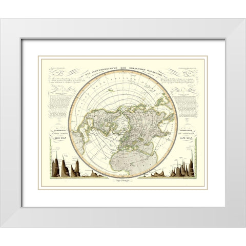 North Pole - Perthes 1858 White Modern Wood Framed Art Print with Double Matting by Perthes