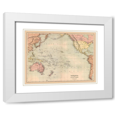 Oceania Pacific Ocean - Black 1867 White Modern Wood Framed Art Print with Double Matting by Black