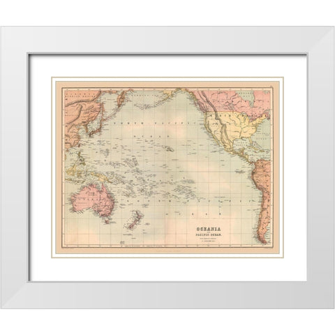 Oceania Pacific Ocean - Black 1867 White Modern Wood Framed Art Print with Double Matting by Black