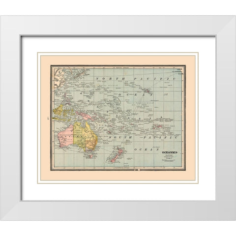 Oceania - Cram 1888 White Modern Wood Framed Art Print with Double Matting by Cram