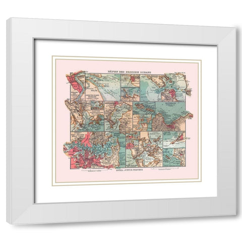 Major Ports Oceans - Perthes 1914 White Modern Wood Framed Art Print with Double Matting by Perthes