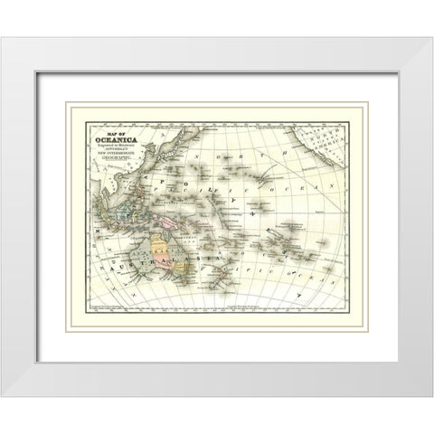 Oceania - Mitchell 1869 White Modern Wood Framed Art Print with Double Matting by Mitchell