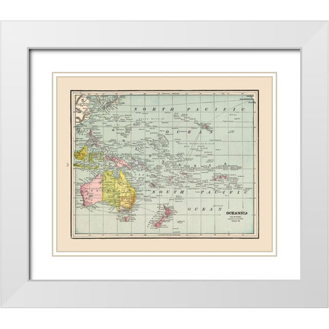 Oceania - Cram 1892 White Modern Wood Framed Art Print with Double Matting by Cram