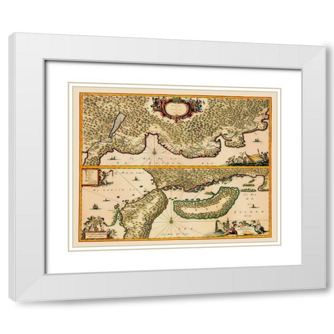 Osaka to Tokyo Route Japan - Van Meurs 1669 White Modern Wood Framed Art Print with Double Matting by Van Meurs