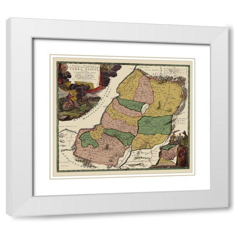 Terra Sancta Province of Judea Israel - Homann White Modern Wood Framed Art Print with Double Matting by Homann