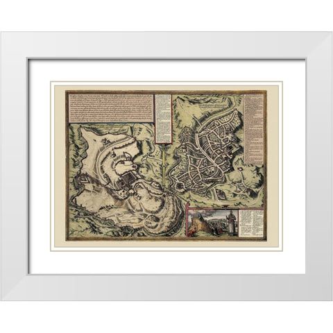 Jerusalem Israel - Hogenberg 1575 White Modern Wood Framed Art Print with Double Matting by Hogenberg