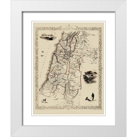 Modern Palestine Israel - Tallis 1807 White Modern Wood Framed Art Print with Double Matting by Tallis