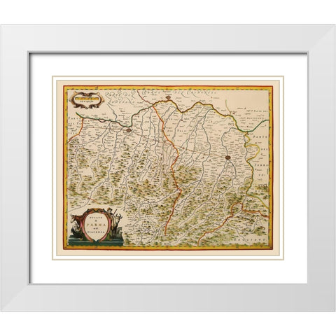 Parma Piacenza Region Italy - Blaeu 1640 White Modern Wood Framed Art Print with Double Matting by Blaeu