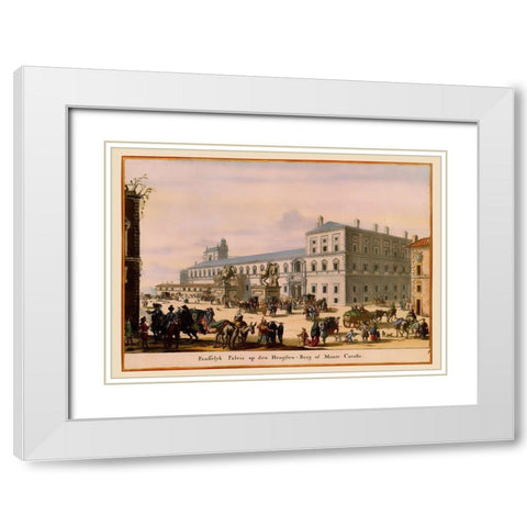 Palace Rome Italy Picture - Visscher 1681 White Modern Wood Framed Art Print with Double Matting by Visscher