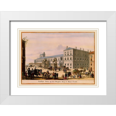 Palace Rome Italy Picture - Visscher 1681 White Modern Wood Framed Art Print with Double Matting by Visscher